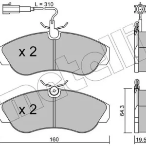 Dostępne od ręki Zestaw klocków hamulcowych, hamulce tarczowe METELLI 22-0155-1