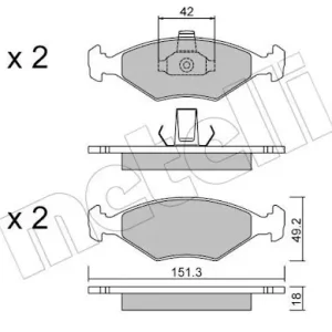 Zniżka Zestaw klocków hamulcowych, hamulce tarczowe METELLI 22-0273-2