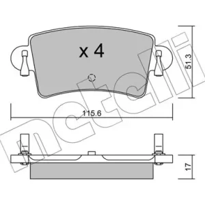 Bezpieczna płatność Zestaw klocków hamulcowych, hamulce tarczowe METELLI 22-0546-0