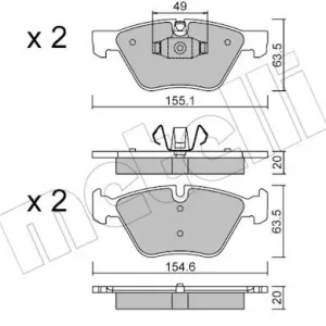 Bezpieczna płatność Zestaw klocków hamulcowych, hamulce tarczowe METELLI 22-0557-5