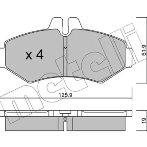 Cena promocyjna Zestaw klocków hamulcowych, hamulce tarczowe METELLI 22-0572-0