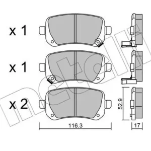 Do wyczerpania zapasów Zestaw klocków hamulcowych, hamulce tarczowe METELLI 22-0864-0