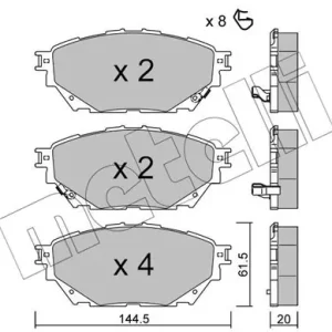 Zestaw klocków hamulcowych, hamulce tarczowe METELLI 22-1222-0 Wyprzedaż