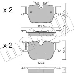 Hit sprzedaży Zestaw klocków hamulcowych, hamulce tarczowe METELLI 22-1267-0