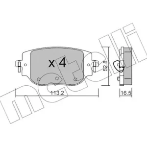Zestaw klocków hamulcowych, hamulce tarczowe METELLI 22-1346-0 Obniżka ceny