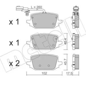 Zestaw klocków hamulcowych, hamulce tarczowe METELLI 22-1366-1 Szybka dostawa