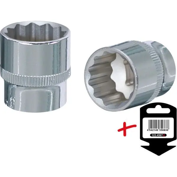 3/8'' CHROME+ NASADKA 12-KĄTNA, 13MM, NA Premium